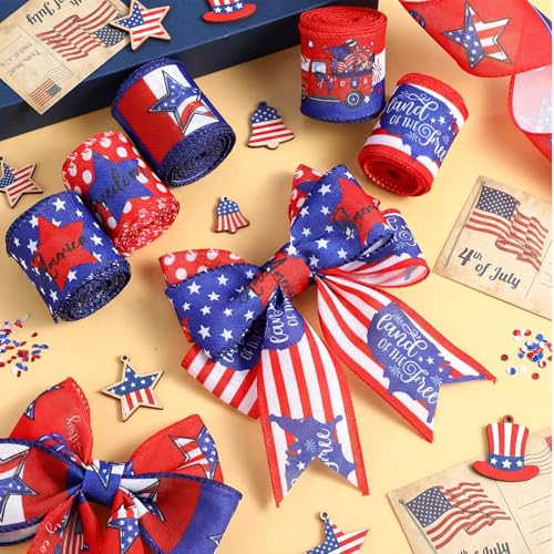 12 Rolls Summer Wired Edge Ribbon for Wreaths (12 Count)