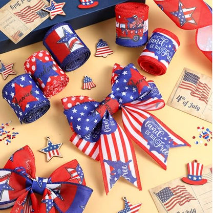 12 Rolls Summer Wired Edge Ribbon for Wreaths (12 Count)