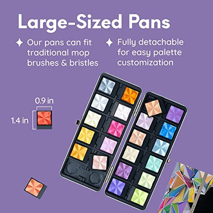 MozArt Komorebi Professional Metallic Watercolor Set 24 Colors Metal