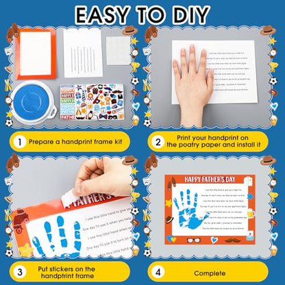 48 Sets Father's Day Handprint Crafts DIY Christian Hand Keepsake Craft Gifts with Flower Stickers for Religious Dad Man Home Party Activities (48 Count)