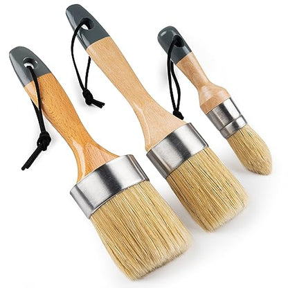 3 Pack Chalk & Wax Paint Brushes Set