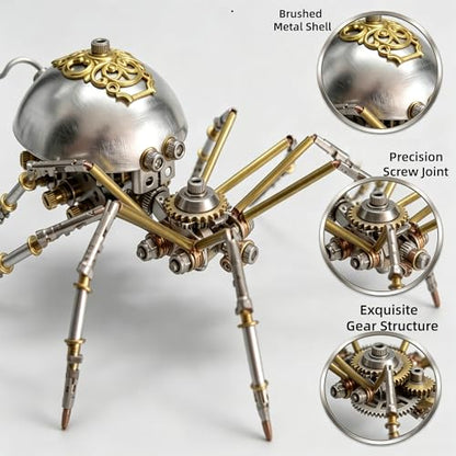 Steampunk Mechanical Insect Spider 3D Metal Puzzle Model Kits 150+ Parts No Glue Build Unique Desk Decor Christmas & Birthday Gift for Men Adults (10 Count)