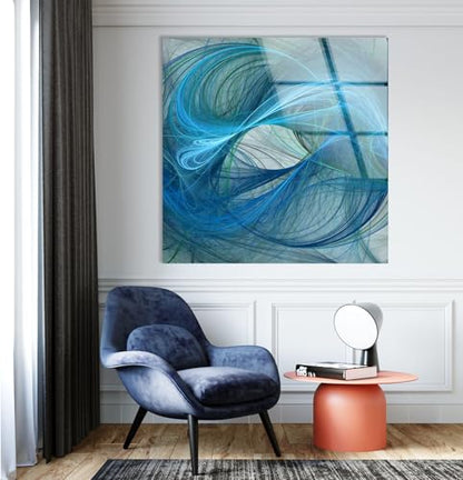 28Wx18H'' Blue Energy Abstract Wall Art
