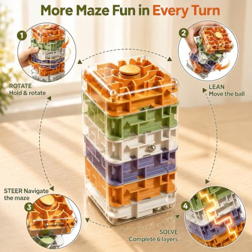 6 Layer 3D Rolling Ball Maze Cube