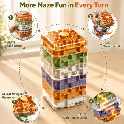 6 Layer 3D Rolling Ball Maze Cube