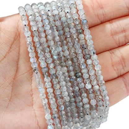 Natural Spectrolite Beads 4x2mm 120pcs Faceted Rondelle Loose Semi Gemstone Beads for Jewelry Making Design (120 Count)