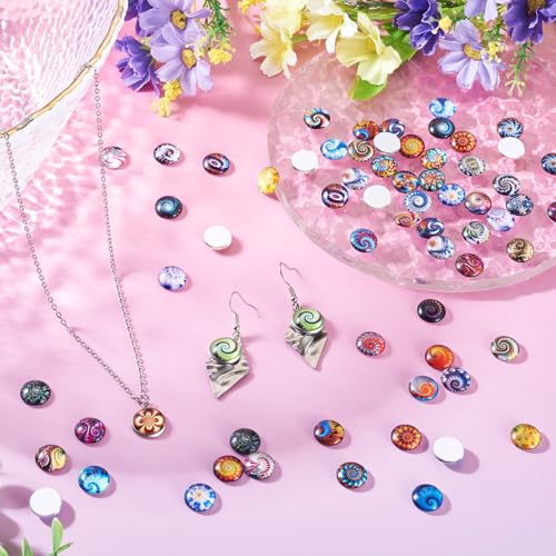 100Pcs Printed Glass Cabochons for Jewelry Making (100 Count)