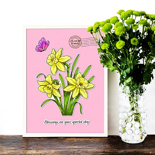 Realistic Daffodil Flower Stamps and Dies and Layering Coloring Stencil Set