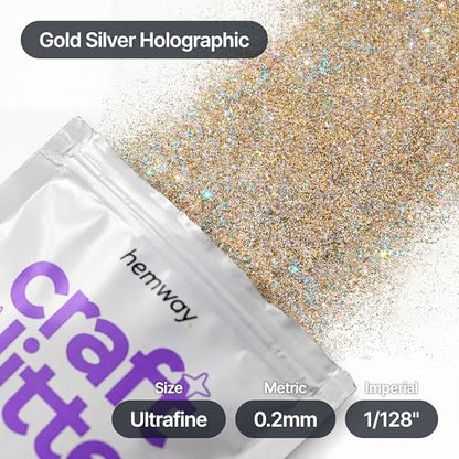 Craft Glitter Gold Silver Holographic 100g Ultrafine Glitter (3.5 Ounce)