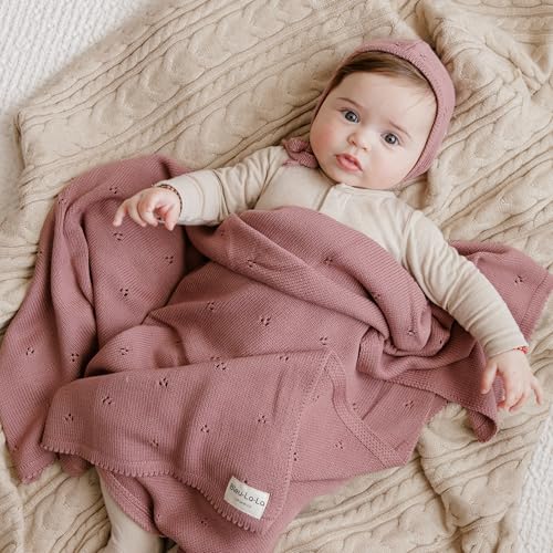 100% Luxury Organic Cotton Pointelle Knit Baby Quilt Blanket
