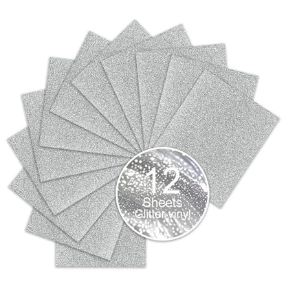 Silver Glitter Heat Transfer Vinyl (12 Count)