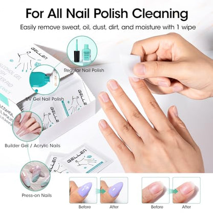 Nail Cleanser Pads and Polish Remover Pads 400 Pack with Tools (402 Count)
