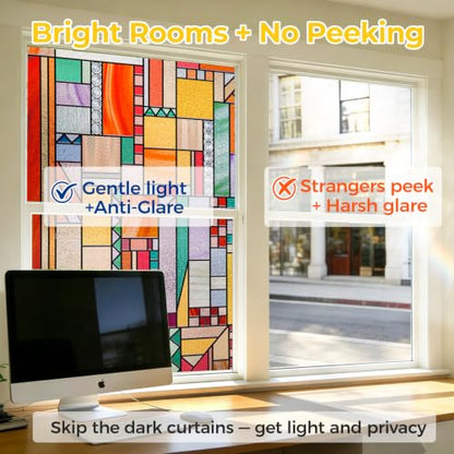 3D Stained Glass Window Privacy Film Decorative Non