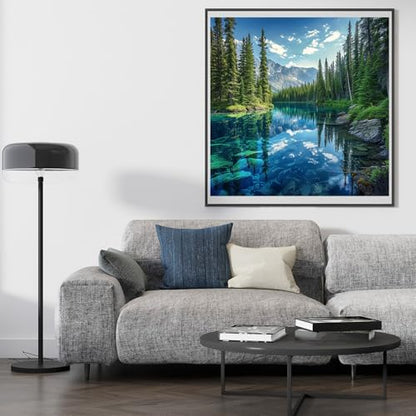 14ct Counted Cross Stitch Kits for Adults Mountains Trees Lake Printed Stamped Cross Stitch Patterns Kits Cross Stitch Supplies