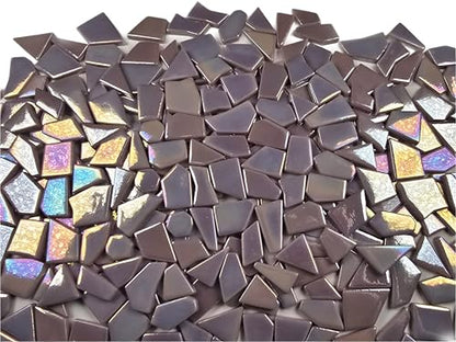 Irregular Glass Mosaic Tiles Bulk 500g Glossy and Iridescent Mosaic Glass Tiles for DIY Projects and Arts and Crafts Solid Colors and Mixes (263 Count)