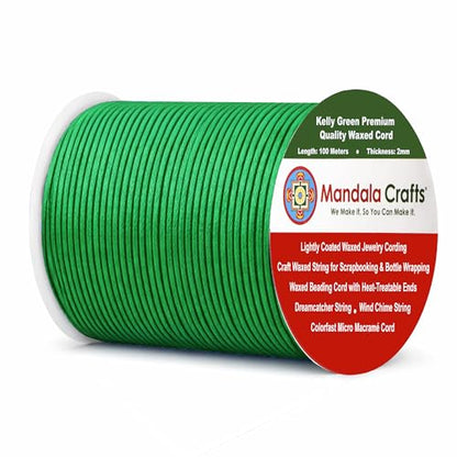 2mm Kelly Green Waxed Cord