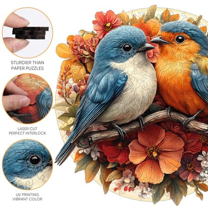 Wooden Puzzles for Adults Two Cute Birds Jigsaw Puzzle 500 Pieces (500 Count)