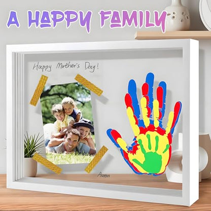 Horizontal White Family Handprint Kit 3D Frame New Parents Gift