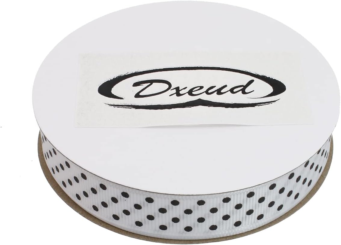 Polka Dot Grosgrain Ribbon 25 Yard Each Roll 100% Polyester (5/8", White) - Crafty Corner