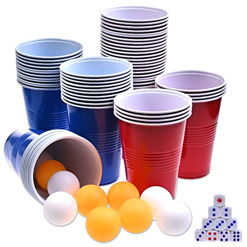 60 Packs 16 Oz Plastic Party Cups Reusable in Red and Blue