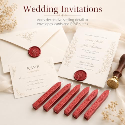6 Pack Pattern Wick Sealing Wax Sticks for Wax Seal Stamp (6 Count)