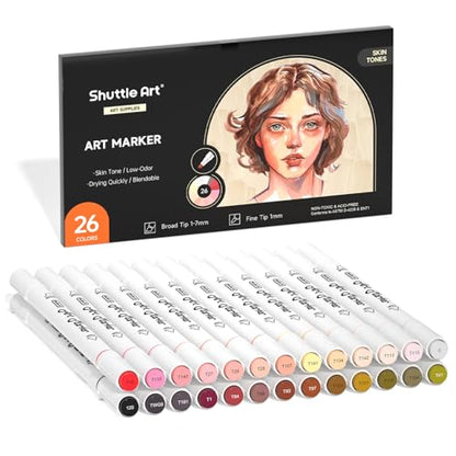 26 Colors Skin Tone&Hair Art Markers (26 Count)
