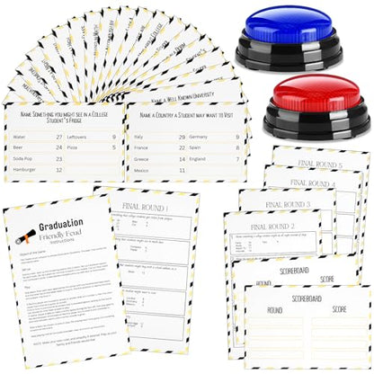 Graduation Friendly Feud Game with 2 Answer Buzzers for Class Party (30 Count)