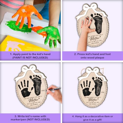 DIY Mothers Day Handprint Craft Wooden Hanging Sign