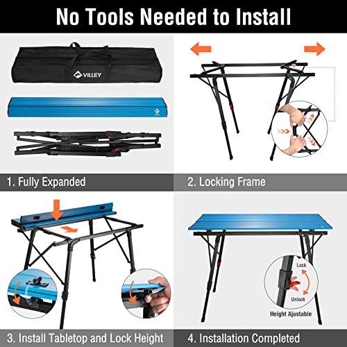 Portable Camping Table with Adjustable Legs