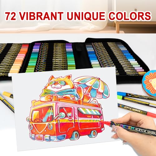 72 Colors Paint Markers for Glass (72 Count)