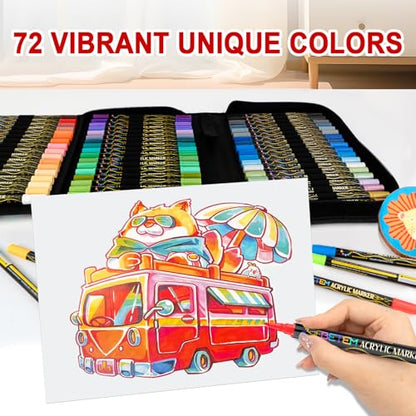 72 Colors Paint Markers for Glass (72 Count)