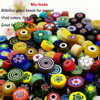 Flat Glass Millefiori for Mosaic Making Supplies (95 Count)