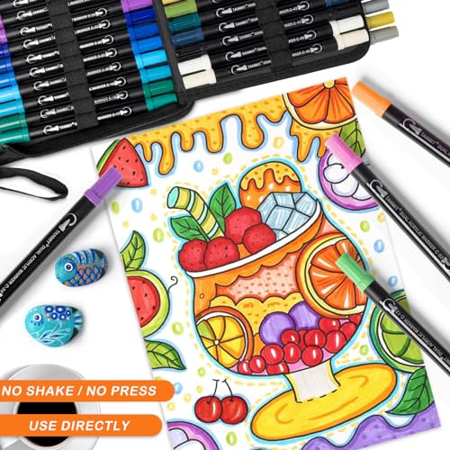 60 Colors Dual Tip Acrylic Paint Markers (60 Count)