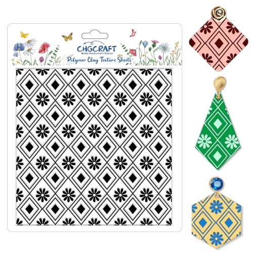Plaid Pattern Polymer Clay Texture Sheets Rhombus Style Silicone Texture Stamp Clay Texture Mat Modeling Pattern Pad Sheets for Jewelry and Earrings Tools
