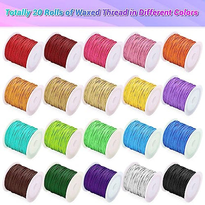 20 Rolls Wax String for Bracelet Making (1500 Foot)