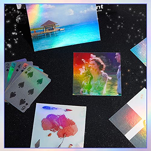 36 Sheets Holographic Sticker Paper A4 Vinyl Holographic Laminate Sheets Self Adhesive Waterproof Transparent Film