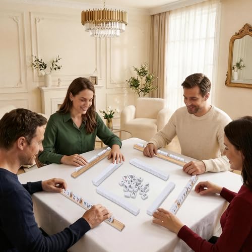 Wooden Mahjong Tiles Trays (4 Count)