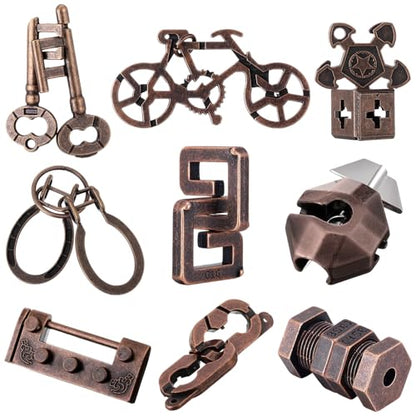 9 Pcs Metal Brain Teasers 3D Steel Puzzle Set (9 Count)