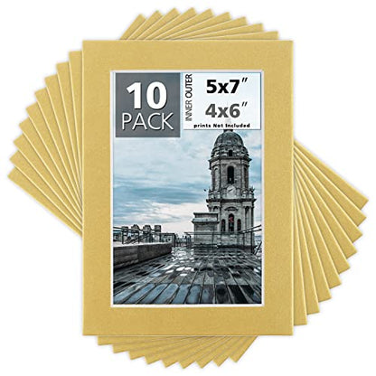 Mat Board Center 10 Pack 5x7 Photo Mats for 4x6 Picture