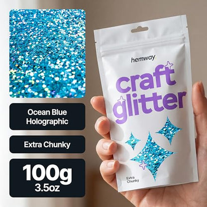 Craft Glitter Ocean Blue Holographic 100g Extra Chunky Glitter
