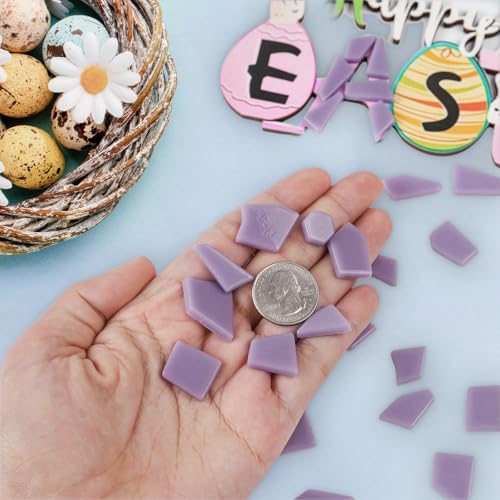 Purple Glass Mosaic Tiles for Crafts Bulk (7.05 Ounce)
