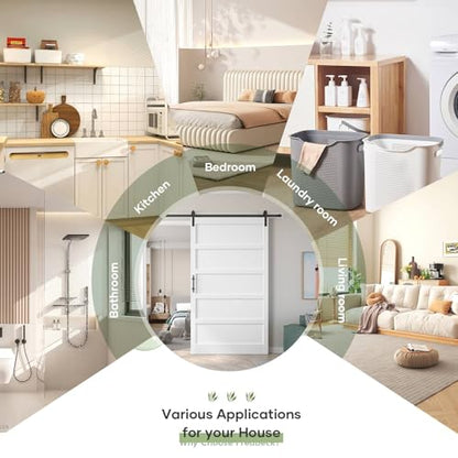 54x80 White Sliding Barn Doors and 9FT Hardware Kit Included