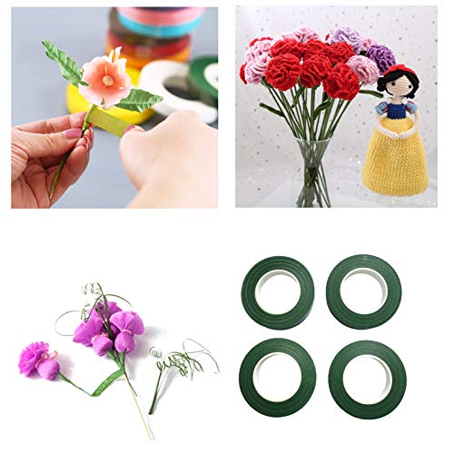 4 Rolls 1 2 Inch Floral Tapes Florist Wraps for Bouquet Stem and Flowers Making Craft Projects (360 Foot)