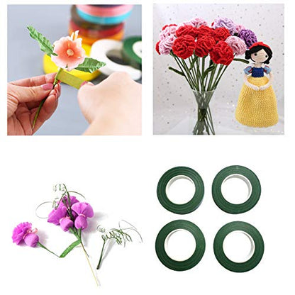 4 Rolls 1 2 Inch Floral Tapes Florist Wraps for Bouquet Stem and Flowers Making Craft Projects (360 Foot)