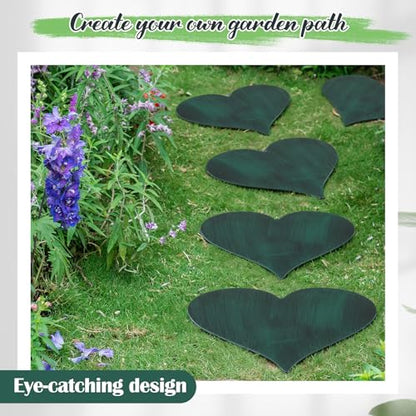 3 Pcs Heart Garden Stepping Stones Brown Cast Iron Stepping Stones Rustic Style Outdoor Stones for Garden Walkway Outside Decorative Decor (3 Count)