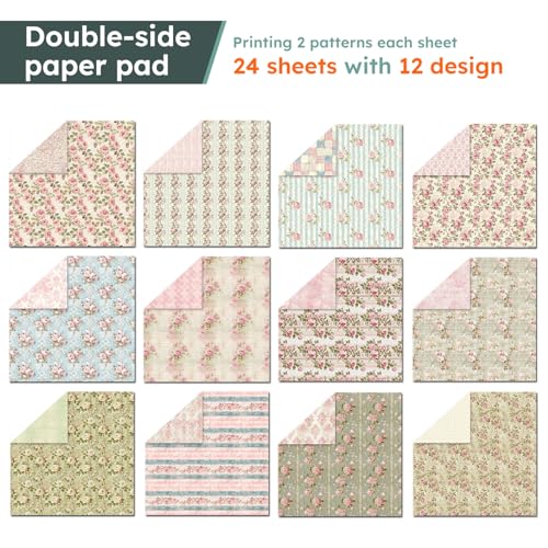 6in Flowers Scrapbook Paper Pad (24 Count)