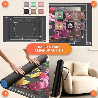 Jigsaw Puzzle Mat Roll Up Set 1500 Rubber Base Board (1500 Count)