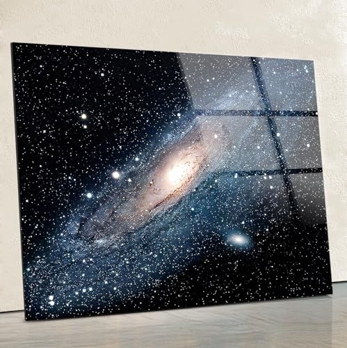Andromeda Space Galaxy Glass Wall Art Painting for Living Room