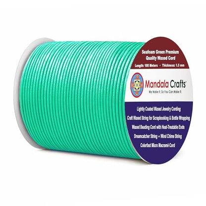 1.5mm Seafoam Green Waxed Cord