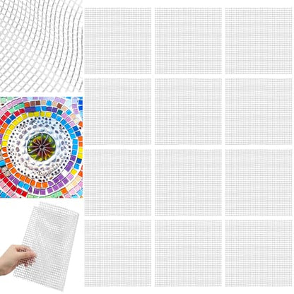 24 Set 12" X 12" Mosaic Mesh Non Sticky for Back Mounted Tile Fiberglass Mosaic Mesh Backing Boast for Tile Installation Supplies Tools (24 Count)